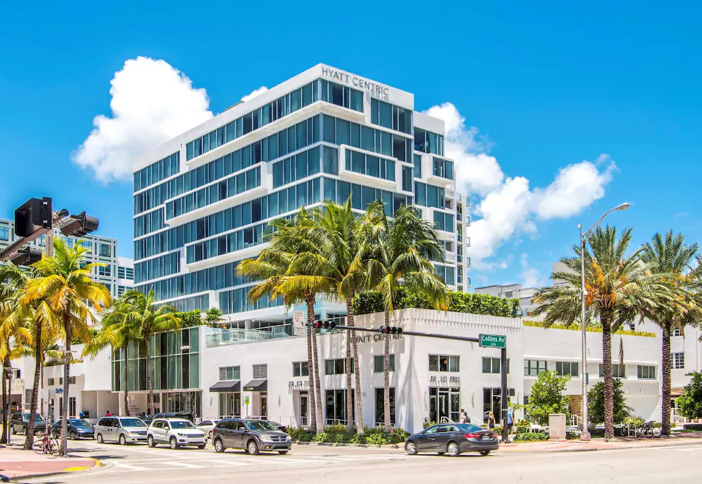 Exterior of the Hyatt Centric South Beach on Collins Avenue